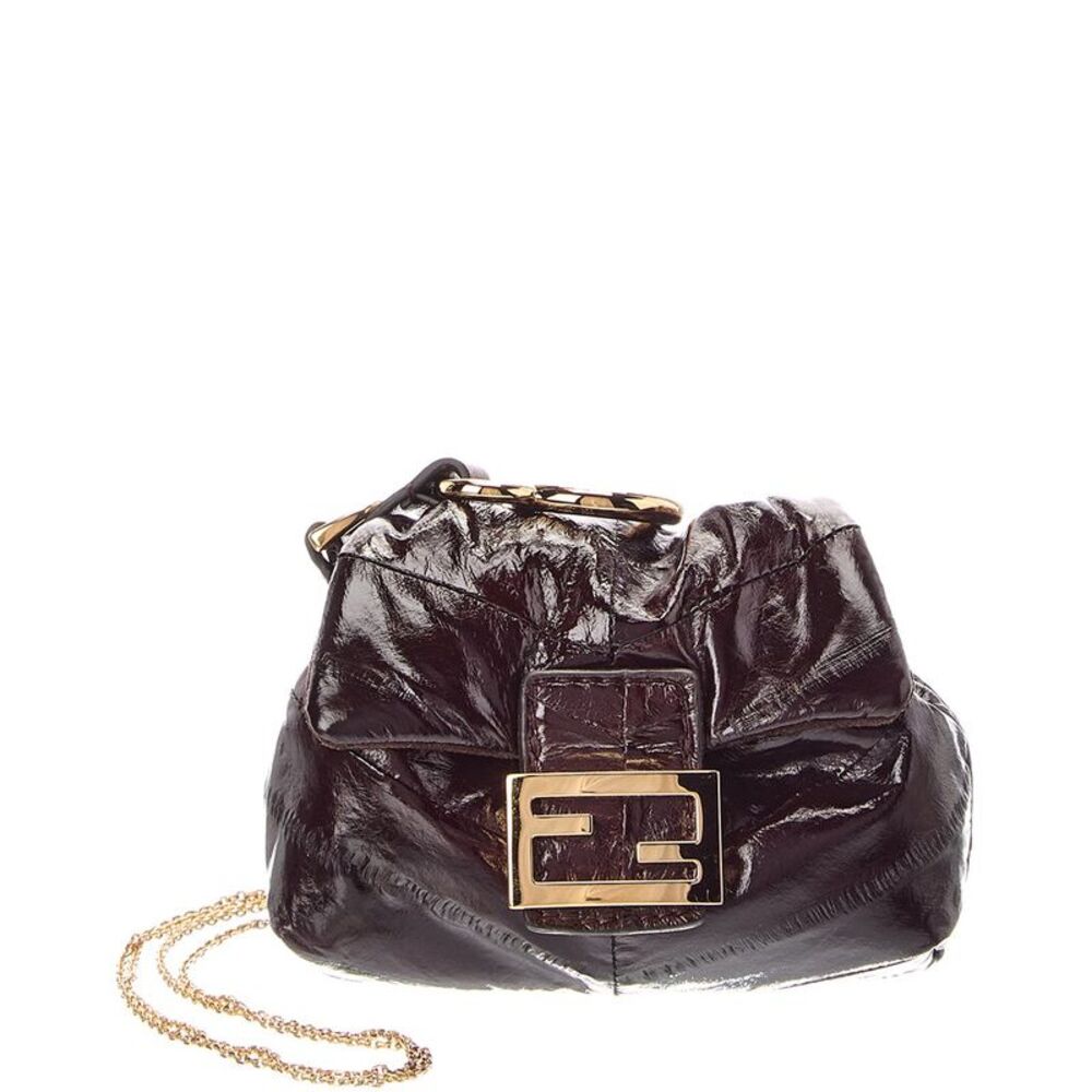 Fendi Baguette Leather Pouchette, Brown